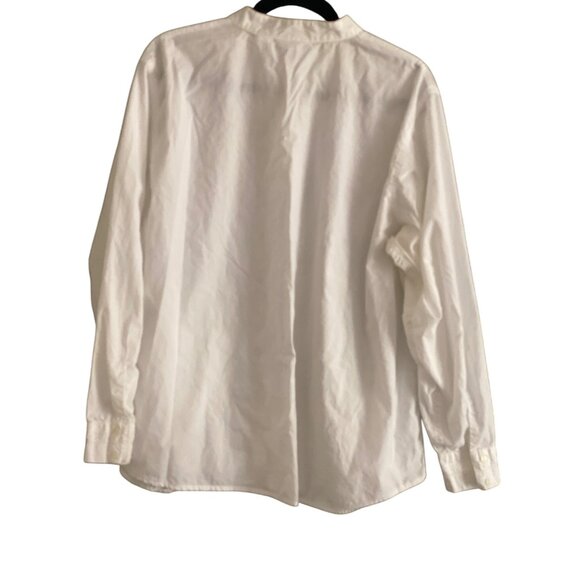Liz Claiborne Blouse White LS Button Front Tuxedo Top Women 20W Plus - Picture 3 of 9